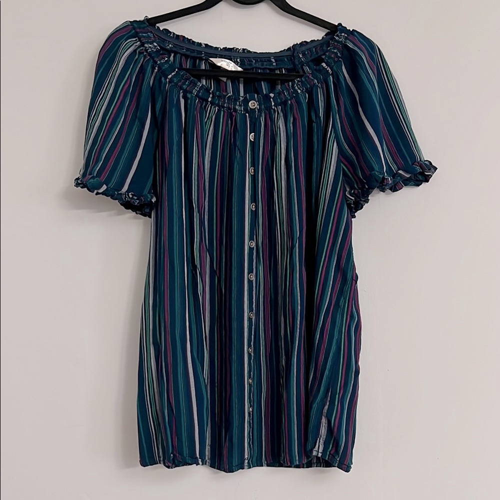 5/$15 Striped Blue green and Purple Women's Top
